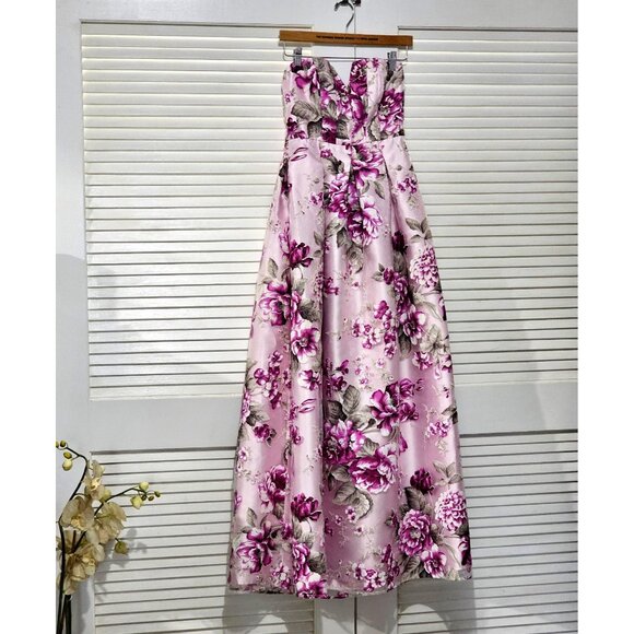 Anthropologie BHLDN Merritt Purple Floral Textured Strapless Gown Dress Sz 6 154 - Picture 12 of 15
